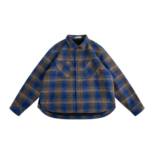 RANDOMHOKER 格纹加厚夹棉保暖棉衣衬衫外套秋冬