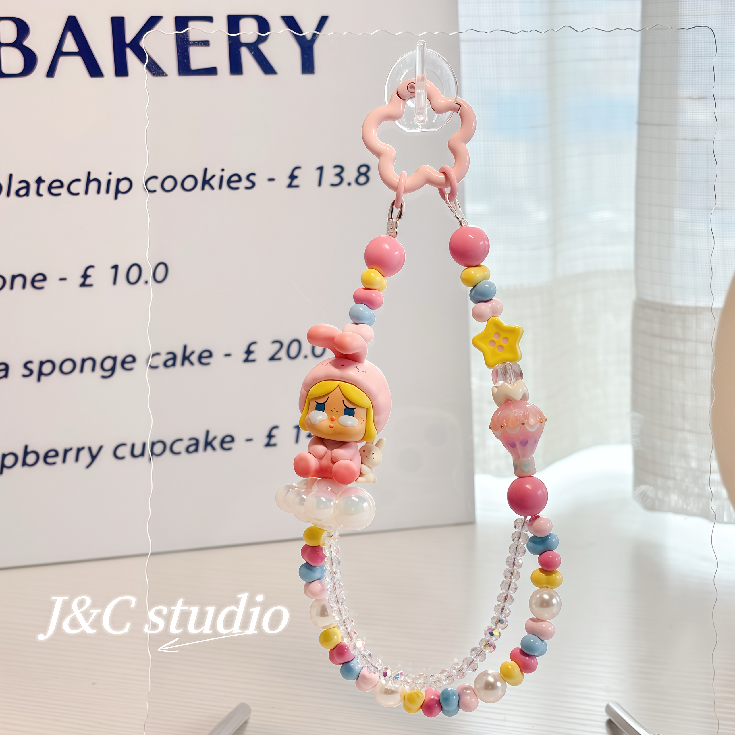 正版泡泡crybaby哭娃睡衣派对萌粒手机链高级质感挂绳串珠包包链