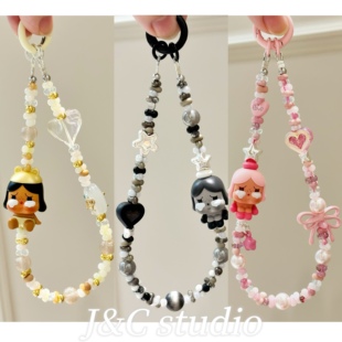 泡泡玛特正版泰国限定哭娃粉色cry baby手机链挂绳原创包包挂件