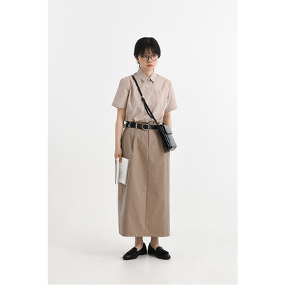 umasou卡其色工装半身裙