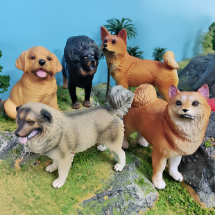 仿真实心动物模型萨摩耶犬柴犬高加索牧羊犬塑胶摆件儿童认知玩具