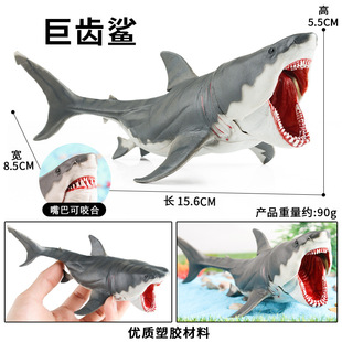 跨境仿真鲨鱼巨齿鲨大白鲨海洋动物模型儿童科教认知收藏静态手办