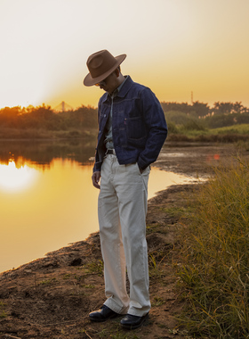 红风 TYPE1原色牛仔夹克LVC506丹宁阿美咔叽牛仔外套男机车牛仔衣