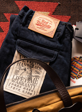 红风 黑色牛仔军官裤 赤耳牛仔裤chino修身直筒原色原牛阿美咔叽