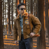 二战飞行服男秋冬加厚工装 红风 B10飞行夹克男君装 羊绒棉服短外套