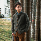 红风 HIGHLANDER欧美复古雪兰 羊毛衫 重磅开衫 毛衣男宽松针织衫