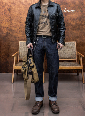 红风 美式牛仔裤男夏薄款小猪SD107赤耳丹宁原牛11OZ修身直筒长裤