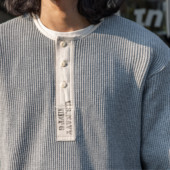 卫衣男重磅华夫格亨利衫 红风 复刻二战海军亨利领华夫格T恤长袖