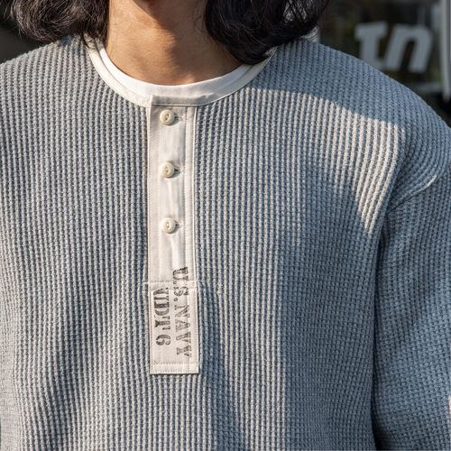 红风复刻二战海军华夫格亨利衫