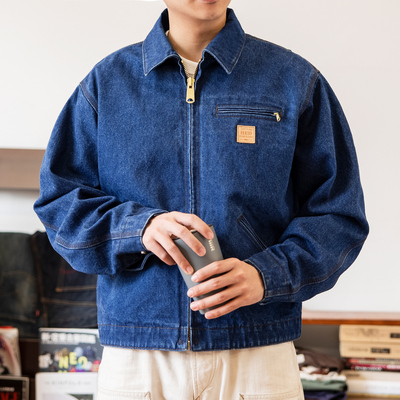 红风宽松牛仔底特律夹克