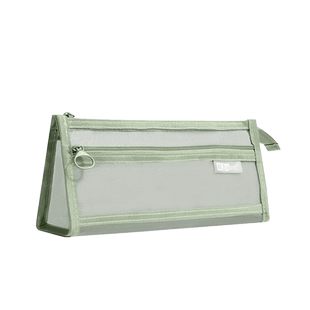 坚洲笔袋透明网纱学生考试专用文具袋儿童铅笔袋双层立体大容量文具盒男女孩款2024新款简约便携收纳袋高颜值