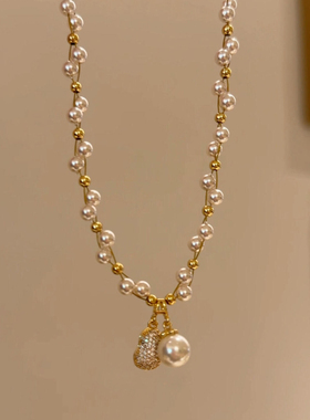 花生吊坠珍珠项链女2025新款