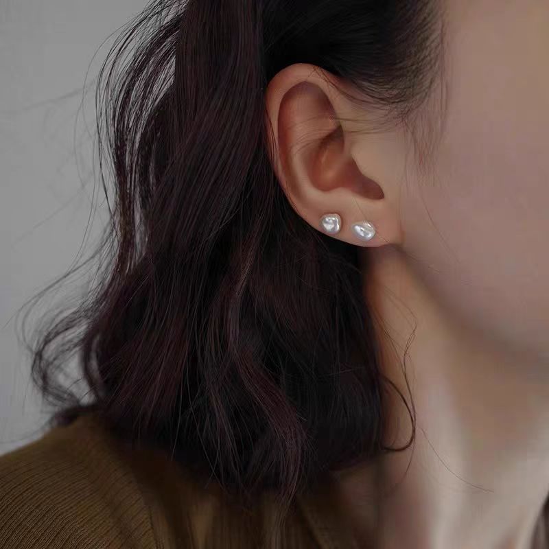 极光奶油粉色925银针耳坠甜美