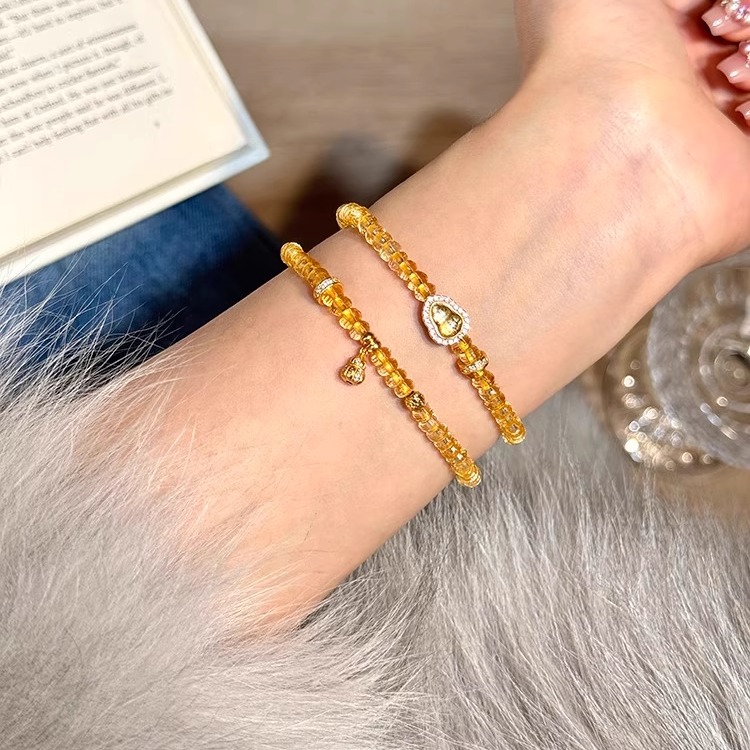 招财黄水晶葫芦手链女2025新款