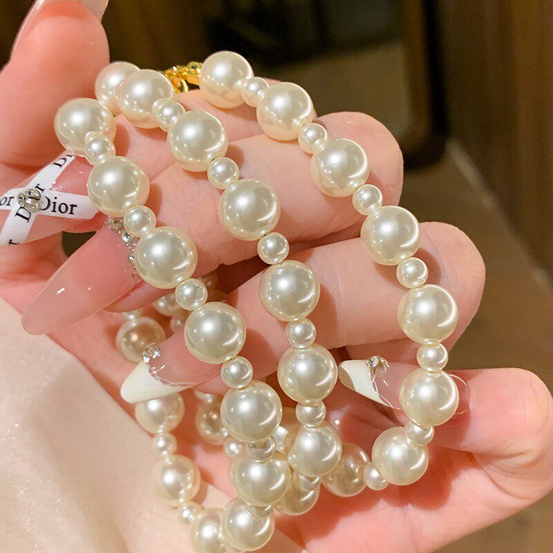 轻奢高级感施家正圆澳白珍珠手链