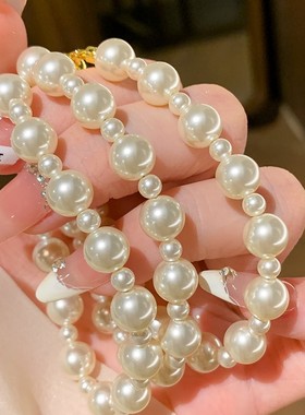 轻奢高级感施家正圆澳白珍珠手链