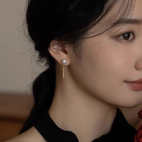 仿珍珠水滴流苏耳环女2025新款