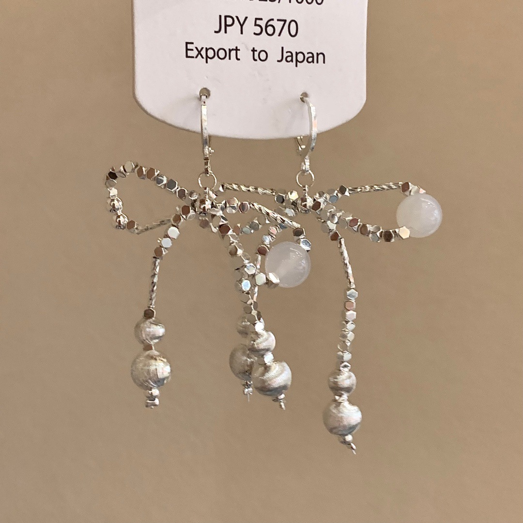 清冷感超仙碎银子蝴蝶结流苏耳环