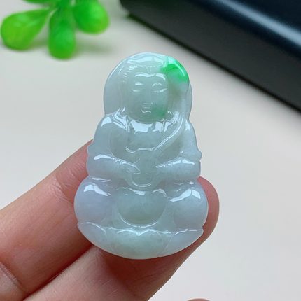 天然翡翠观音头吊坠男款女属蛇普贤佛像玉石玉佩玉坠菩萨