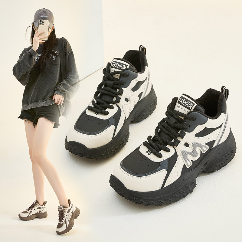 真皮大码女鞋41-43厚底老爹鞋25新款秋冬加绒休闲运动鞋高帮棉鞋,女鞋,时尚休闲鞋,淘宝优惠券,粉丝福利购,淘宝优惠卷