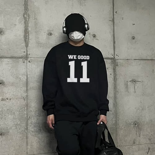 welldone字母圆领卫衣情侣秋冬