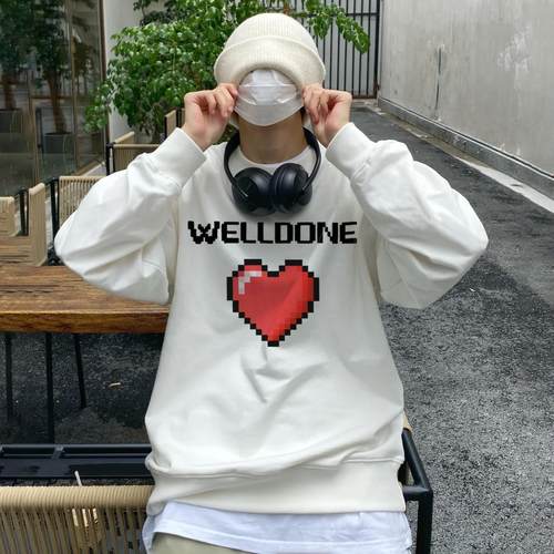 爱心字母we11done潮牌圆领卫衣