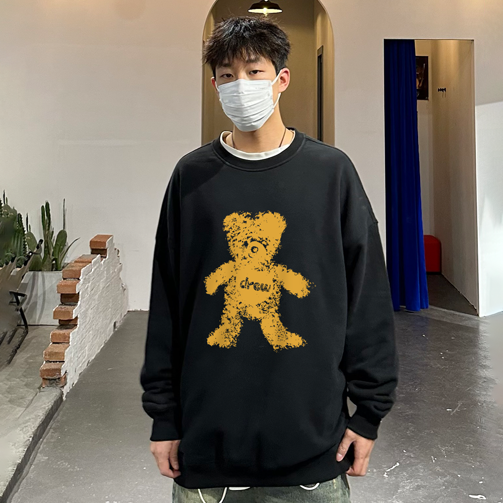 小熊印花Drew美式卫衣圆领
