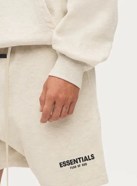 植绒字母ESSENTLAIS FOGESS2025夏外穿短裤男美式潮牌5分裤子高街