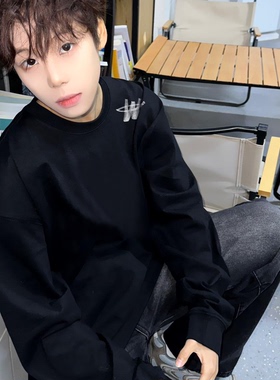 waikei we11done长袖T恤男女百搭简约雾化小标潮牌情侣打底衫上衣