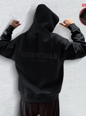背面压胶ESSENTLAIS FOGESS2025连帽卫衣男女嘻哈高街美式秋冬季