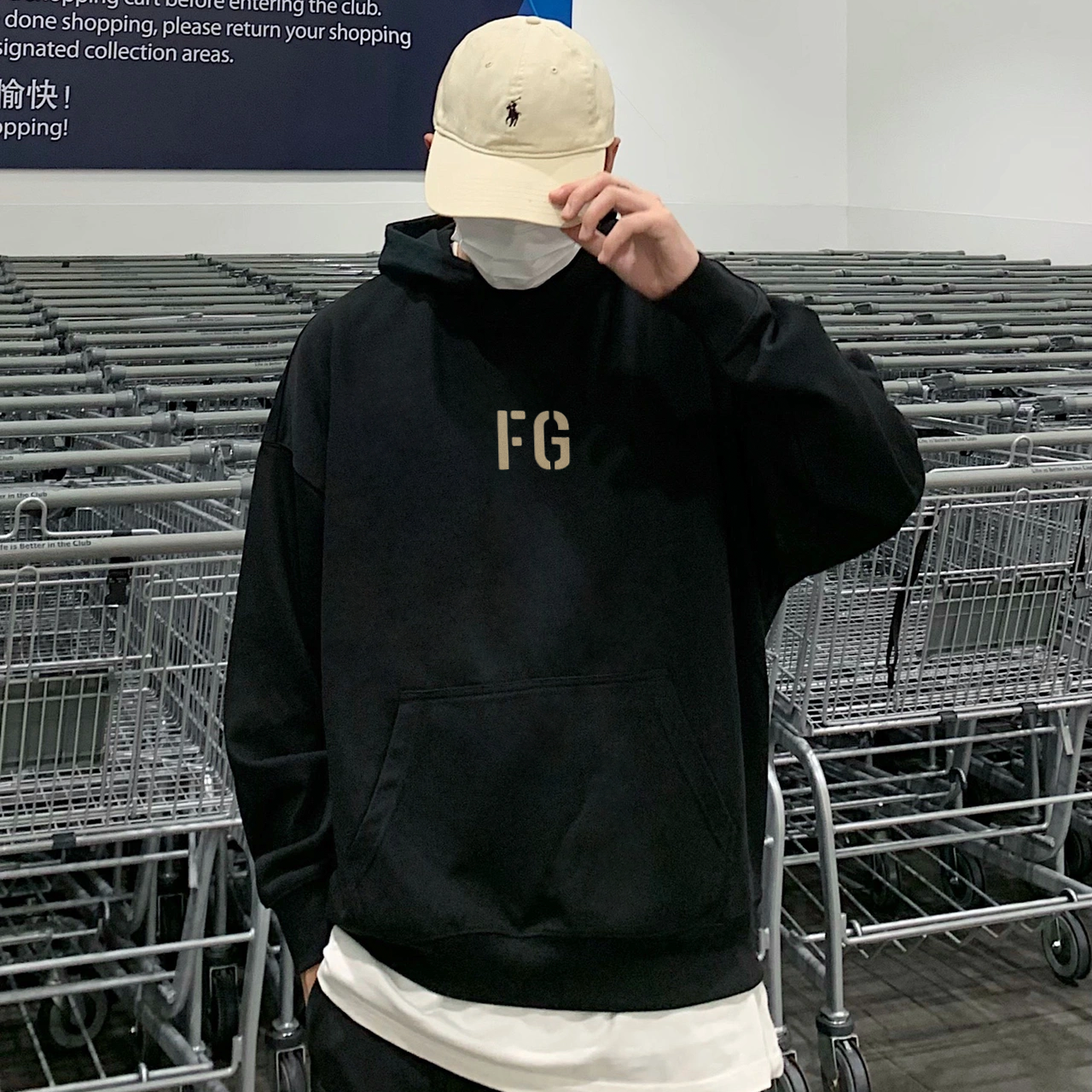 FG植绒标FOG美式卫衣连帽