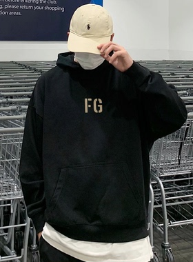 ESSENTLAIS FOGESS2025卫衣男连帽秋冬纯棉美式高街嘻哈植绒字母