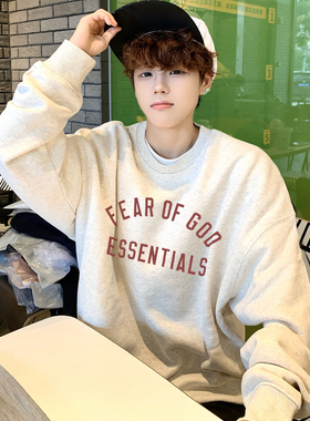 ESSENTLAIS FOGESS2025圆领卫衣男美式潮牌字母高街百搭上衣秋冬