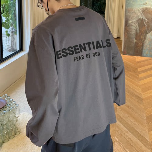 正版essentials长袖男女植绒字母