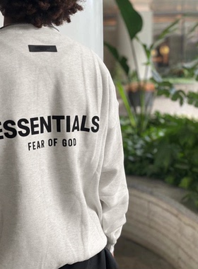 植绒字母ESSENTLAIS FOGESS2025圆领卫衣男嘻哈宽松高街美式秋冬
