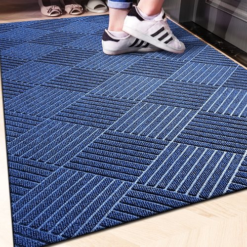 蓝色入户门地毯玄关进门耐脏地垫