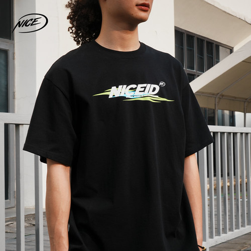 NICEID NICE 圆领运动美式T恤百搭潮流宽松小领口篮球短袖男女