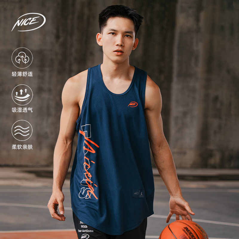 NICEID NICE美式字体印花运动背心篮球训练实战运动速干宽松男女