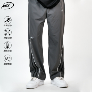 刺绣LOGO篮球训练裤 NICEID 宽松直筒长裤 男春秋款 NICE运动裤