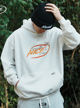 NICEID NICE运动卫衣加绒男女秋冬厚潮流春夏薄休闲宽松连帽套头
