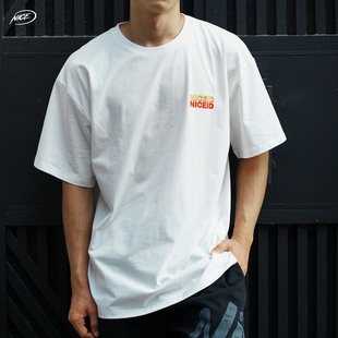 宽松小领口男女 美式 NICEID NICE双色大LOGO索罗娜运动T恤圆领短袖