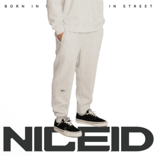 NICEID NICE 运动裤春秋宽松直筒束脚长裤刺绣LOGO篮球训练裤