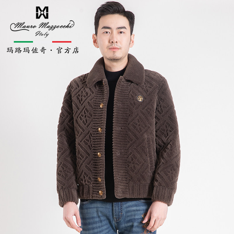 玛路休闲时尚翻领羊剪绒