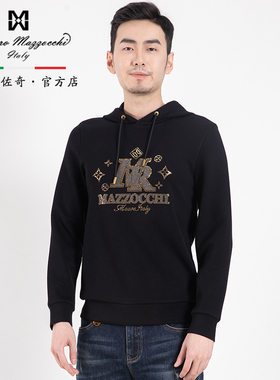 玛路男装/MAURO柔软保暖/时尚烫钻鱼子酱工艺长袖翻领T恤MK330301