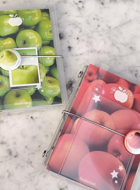 红苹果系列斜纹pp硬壳m5二折卡册活页夹外壳便携小卡照片收纳手账