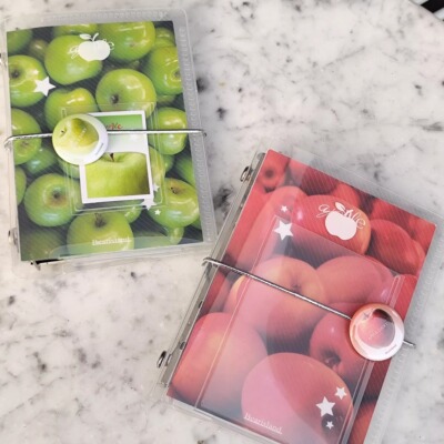 红苹果系列斜纹pp硬壳m5二折卡册活页夹外壳便携小卡照片收纳手账