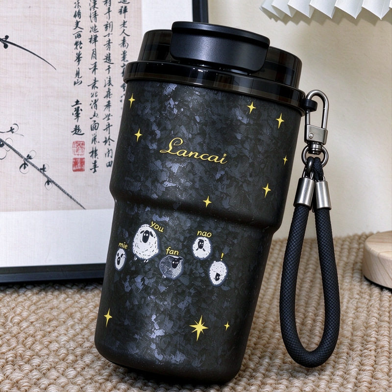兰采纯钛保温杯男女生高颜值黑色系咖啡杯车载水杯便携随行杯定制