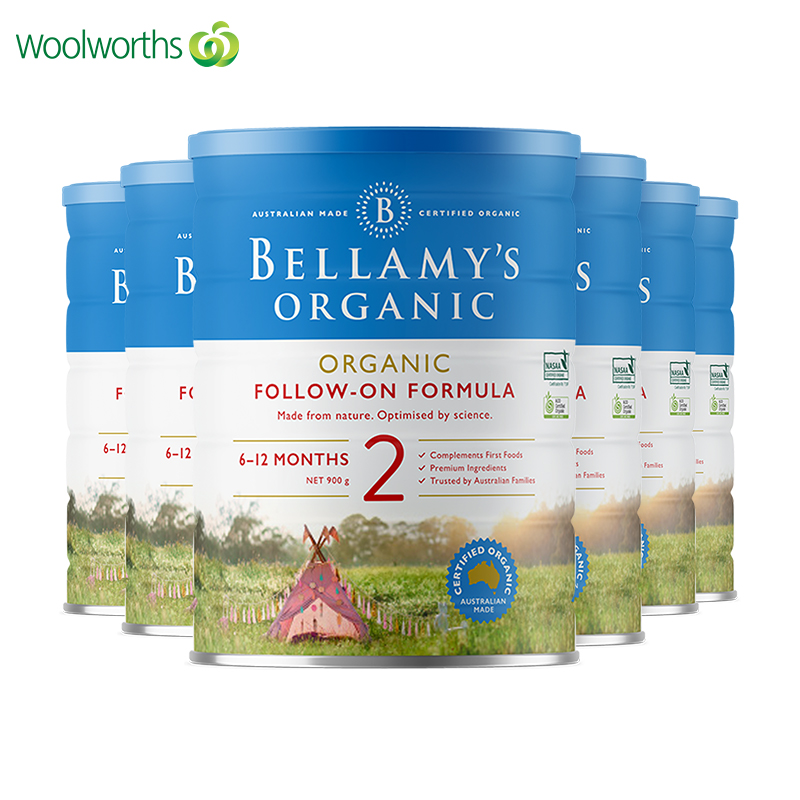 澳洲进口 贝拉米2段婴幼儿配方奶粉二段有机牛奶粉6-12月900g*6罐
