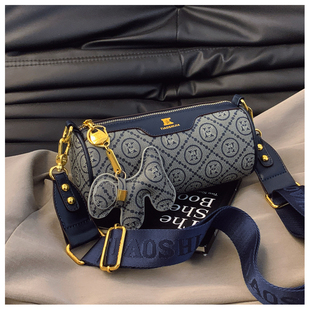 早秋新款小众超火女圆通小包包百搭流行高级感单肩斜挎印花枕头包