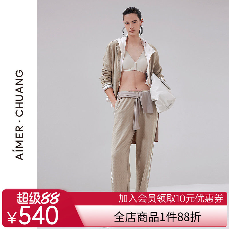 爱慕·CHUANG乐野睡衣女舒绒提花直筒可外穿家居长裤CA471941